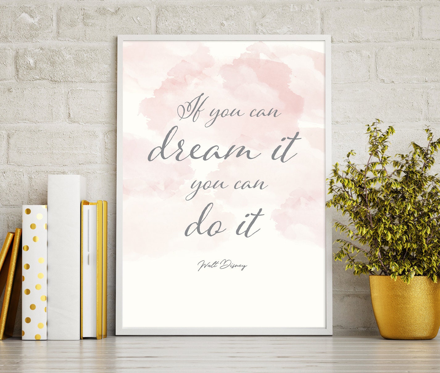 Disney Wall Art, Girl Gift Idea, Walt Disney, Positive Print, Fairytale Wall Art, Gift for Friend, Girls Bedroom, Motivational Quote