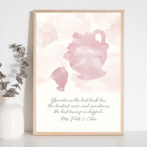 Mrs Potts and Chip Print, Beauty and the Beast Wall Art For Living Room, Wall Decor, Childrens Room Print, Nursery Print, Disney Gift Idea