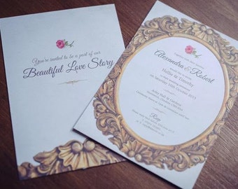 Unique Beauty and the Beast Invitation Design | Wedding Invitation | Fairytale invite | Beautiful bespoke invitations