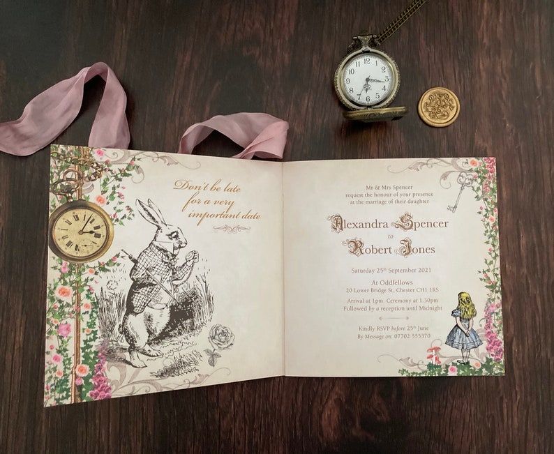 Alice in Wonderland Wedding Invitation Fairytale Wedding Etsy UK
