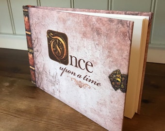Fairytale Wedding Guest Book: Custom Fabric Story, Vintage Book Design