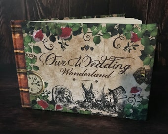 Alice in Wonderland Wedding Guest Book, Fantasy Theme