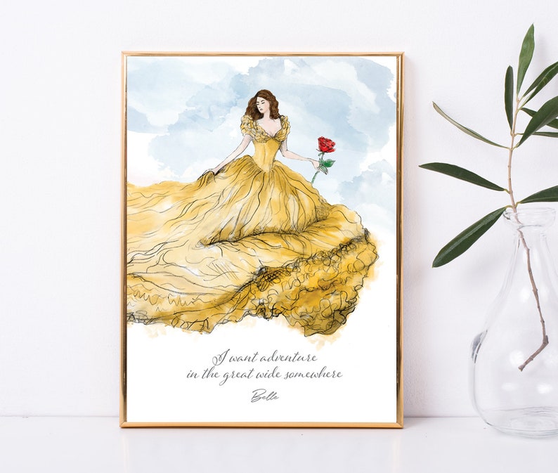 Beauty and the Beast Wall Art Disney Quote Print Belle | Etsy