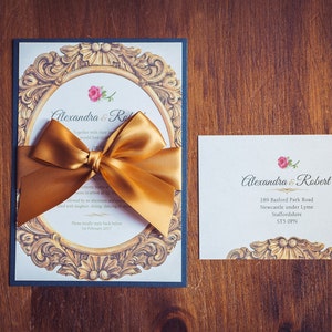 Invitación de boda de La Bella y la Bestia / Diseño de cuento de hadas / Invitación de Disney / Invitación de boda de oro / Invitaciones para todas las ocasiones imagen 2