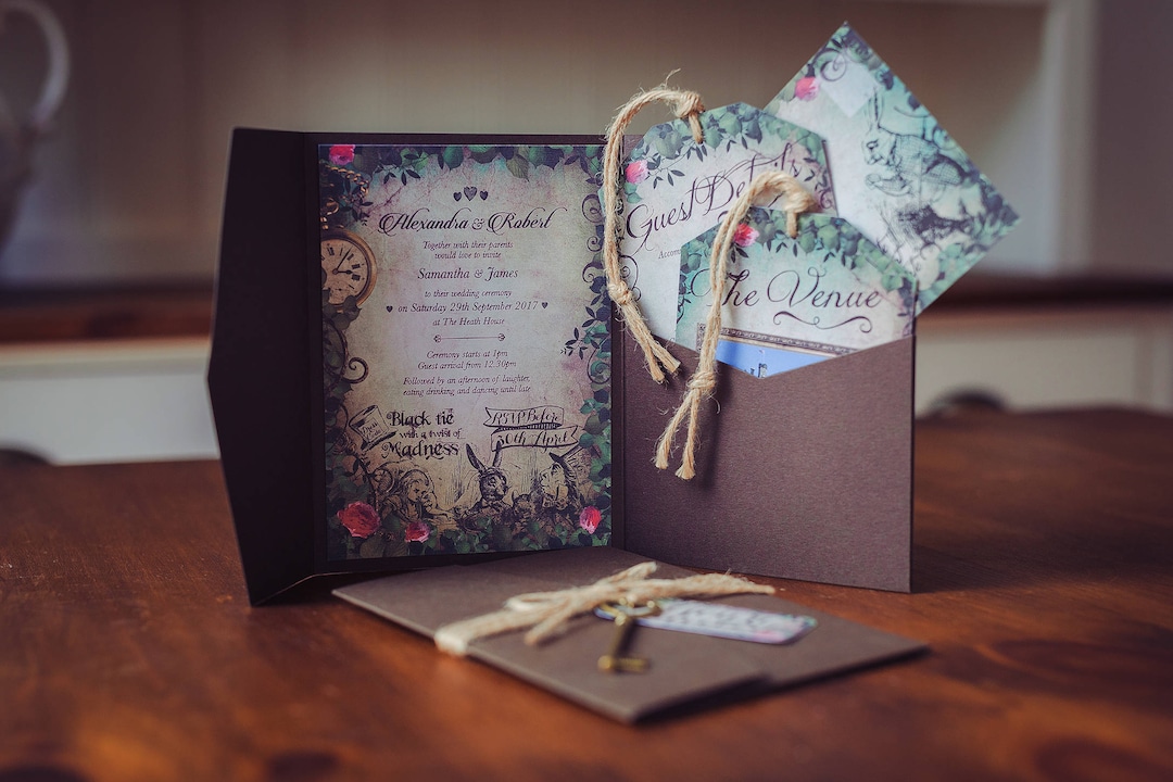 Alice in Wonderland Wedding Invitation, Alice in Wonderland, Alice