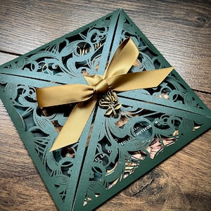 Emerald Green Wedding Invitation, Dark Wedding, Gothic Wedding, Alternative Wedding Invitation, Green Wedding Invitation