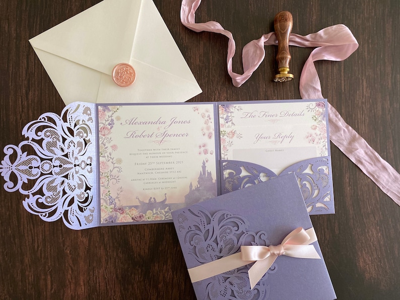 Tangled Wedding Invitation Disney Wedding Invitation Lilac - Etsy