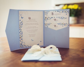 Cinderella Wedding Invitation | Baby Blue Fairytale Pocket Wallet