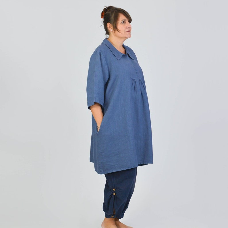UK 16 18 20 22 24 26 28 30 32 NEW 9498 Plus Size Spring Womens Vintage Lagenlook Linen Plus Size Blouse Plus Size Clothing Summer Shirt
