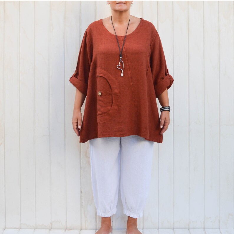 Lagenlook oversize camisa túnica azul anclaje L-XL-XXL-XXXL 44 46 48 50 52 54 56 58