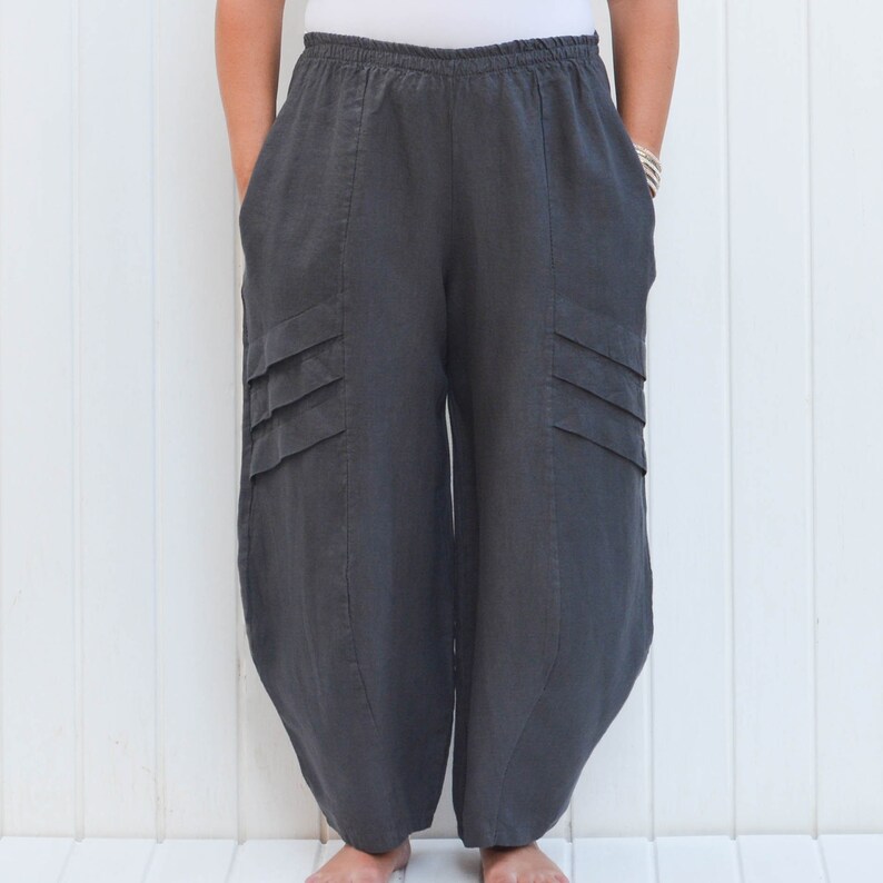 NEW 2019 LADIES ITALIAN LAGENLOOK 2 POCKET BOHO LINEN PANTS BAGGY TROUSERS