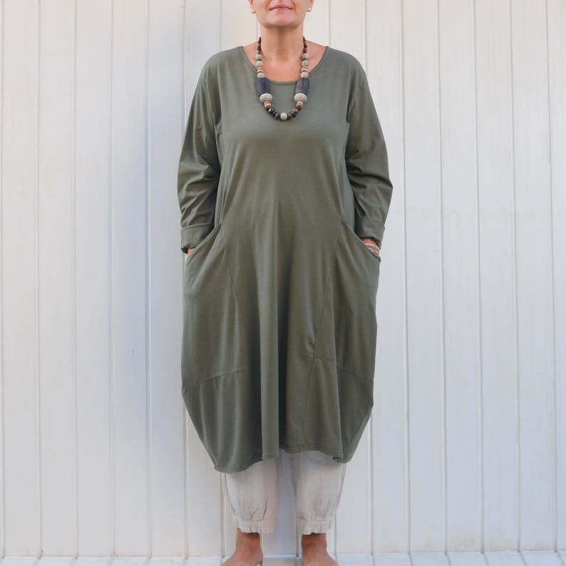 Italian Tunic Top Grey Tie Dye Frill Boho Lagenlook Plus Size UK 18 20 22 24