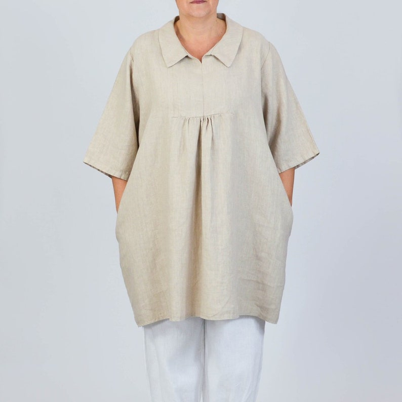 UK 16 18 20 22 24 26 28 30 32 NEW 9498 Plus Size Spring Womens Vintage Lagenlook Linen Plus Size Blouse Plus Size Clothing Summer Shirt