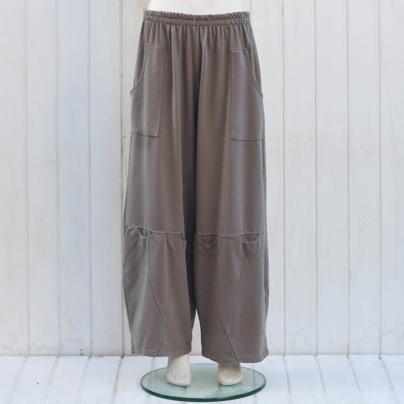 UK Size 16 18 20 22 24 26 28 30 32 Plus Size Lagenlook Trousers Pants Mocha Brown Taupe Loose Fitting 9820 Large Pockets