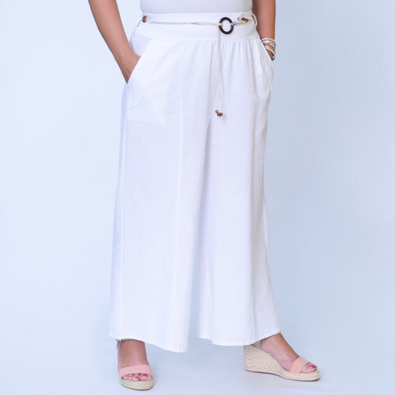 NEW 2019 LADIES ITALIAN LAGENLOOK 2 POCKET BOHO LINEN PANTS BAGGY TROUSERS