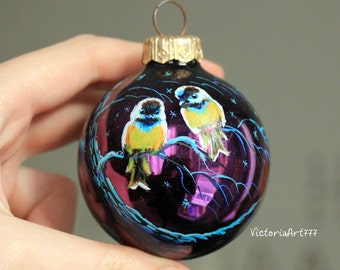 Hand painted Christmas Glass ornament