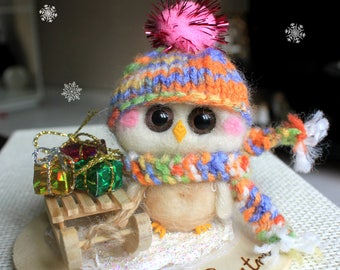 Christmas tree ornament Owl sled