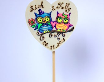 Owls wedding cake topper