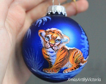 Tiger Hand Painted Christmas Ornament