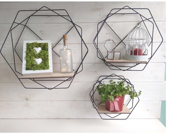 Geometric Floating Metal Wire Shelf Hexagon Shaped Industrial Vintage Wall Decor Living Room Bedroom Office Geometrical Honeycomb Shape Geometric Floating Metal Wire Shelf Hexagon Shaped Industrial Vintage Wall Decor Living Room Bedroom Office Geometrical Honeycomb Shape