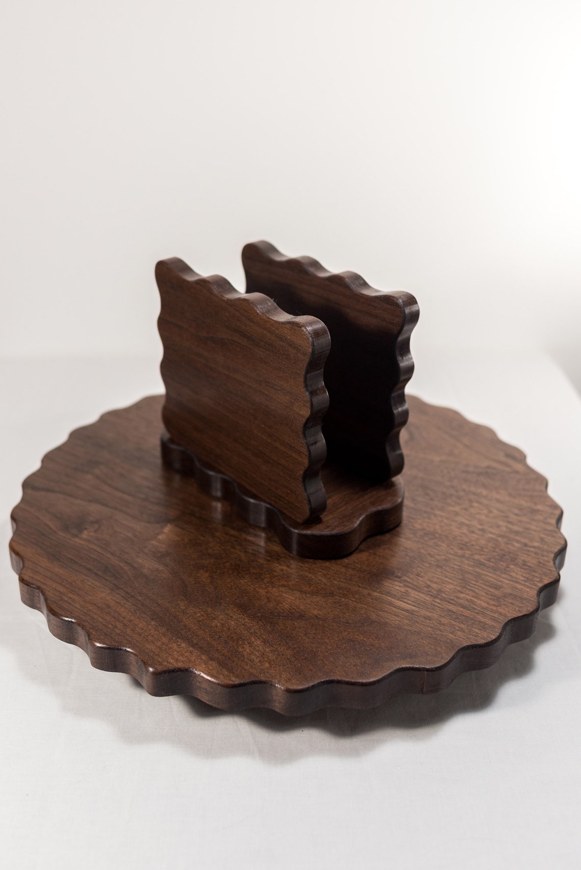 Handmade Wood Lazy Susan With Napkin Holder Custom Crafted in Etsy