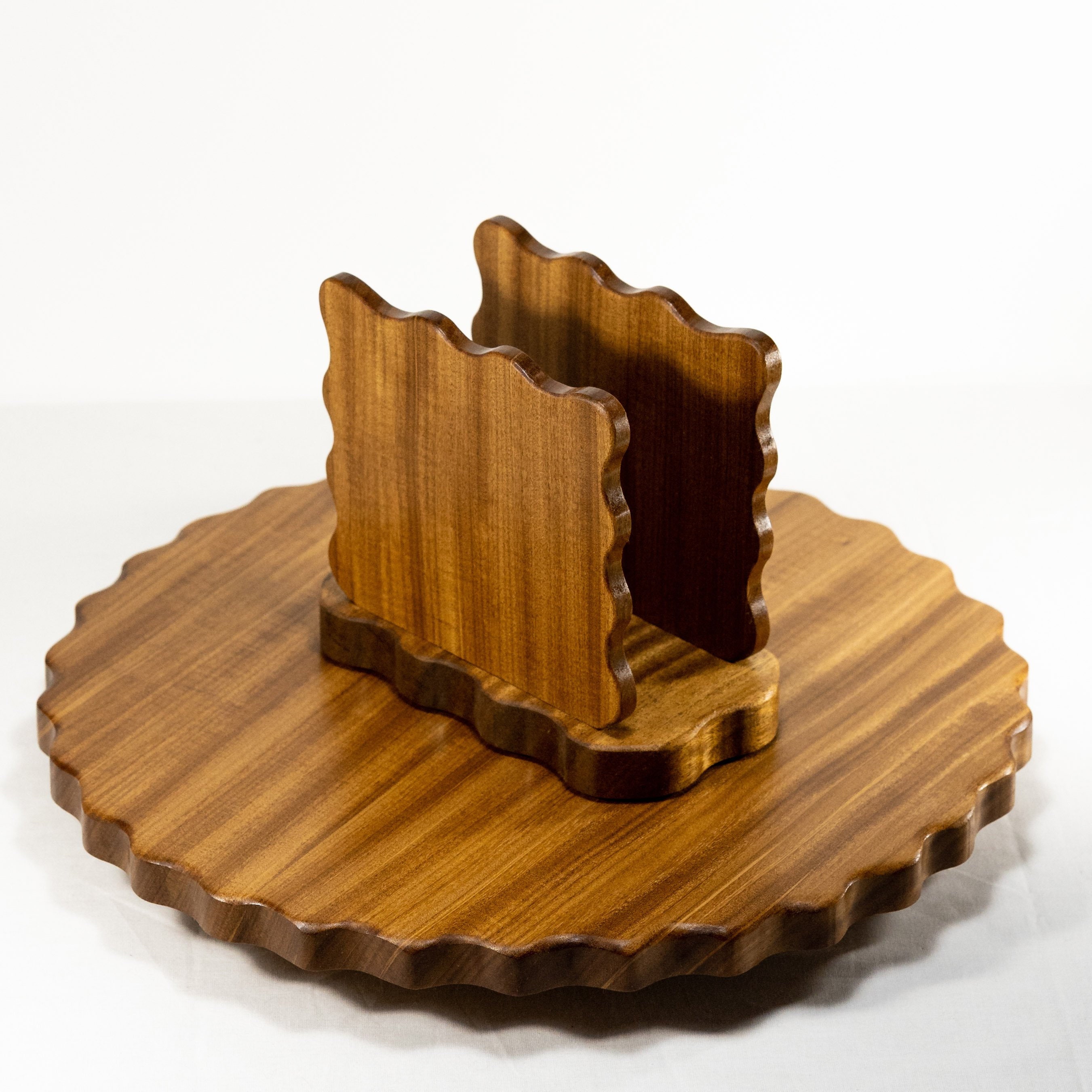 Handmade Wood Lazy Susan With Matching Napkin Holder Custom Etsy UK