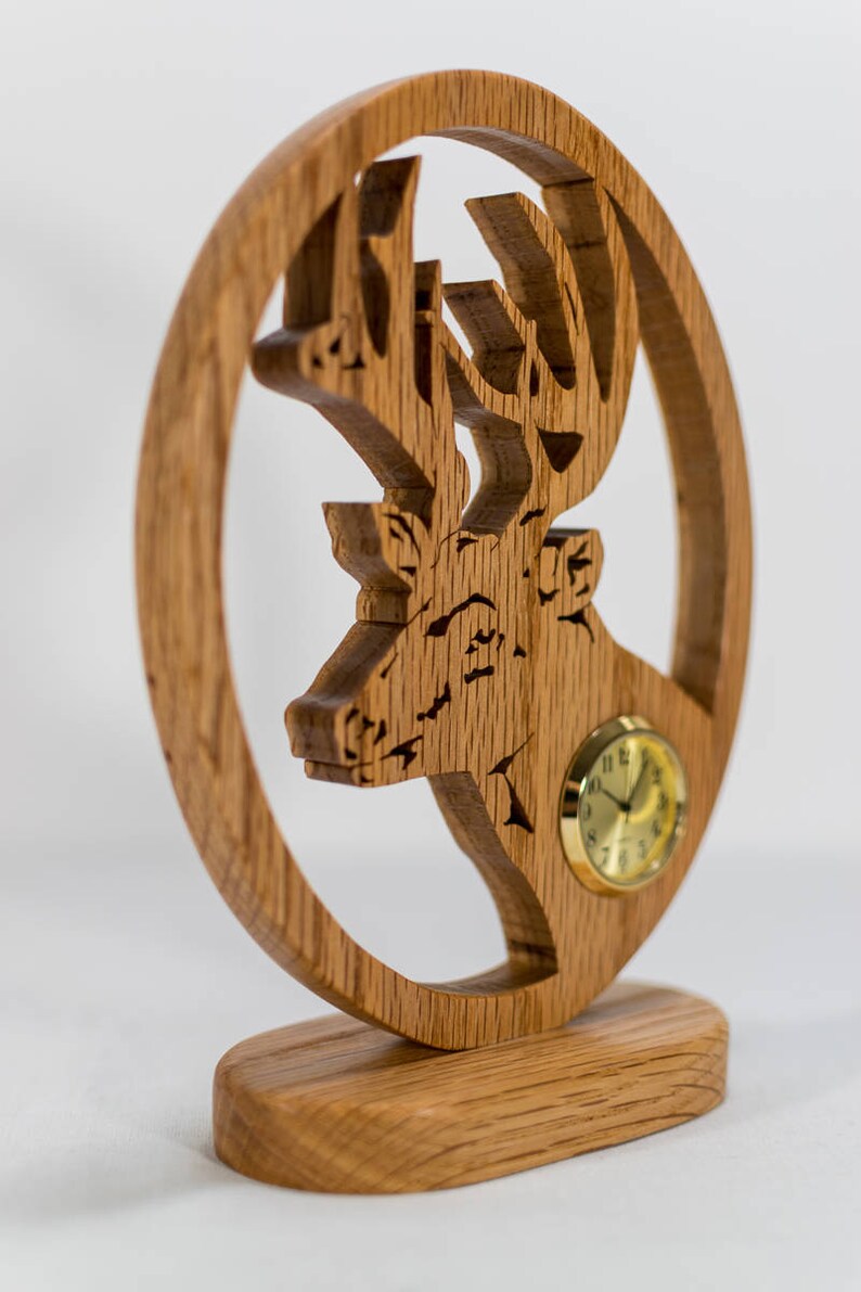 Wood Deer Clock custom made with Red Oak Hardwood Etsy