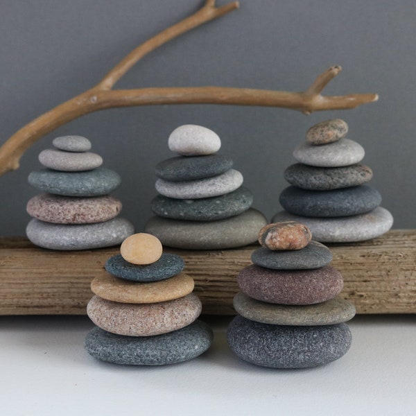 Tiny Stacking Stones - Miniature Pebble Cairn - Zen Balance - Stackable Sea Stones - Small Sustainable Gift for Ocean Lover