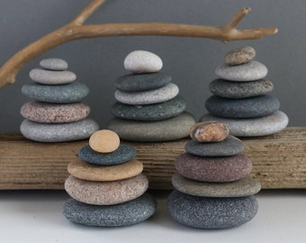 Tiny Stacking Stones - Miniature Pebble Cairn - Zen Balance - Stackable Sea Stones - Small Sustainable Gift for Ocean Lover