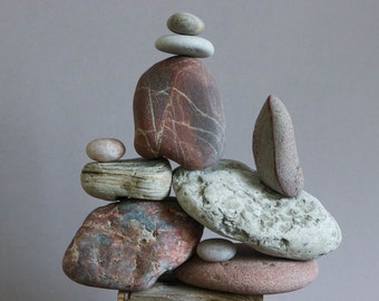 Japandi Art Cairn - Zen Garden Stones - Balance Meditation Rocks - Stress Relief Gift
