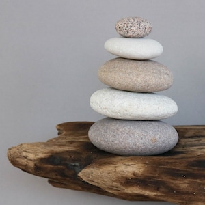 Zen Garden Balance Stones  - Stacking Pebbles - Sea Stone Cairn - Stress Relief Gift