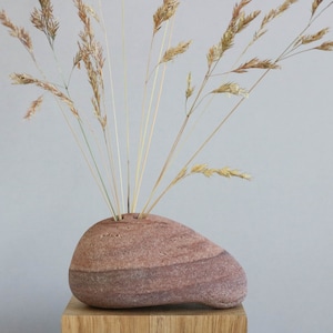 Ikebana Stone Vase Dried Grass Holder Flower Frog Rock Dried Flower Arrangement Display Wabi-Sabi Home