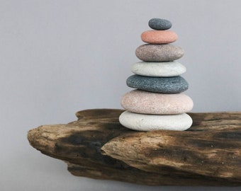 Zen Balance Pebbles - Small Beach Stone Cairn - Mindfulness Gift - Stacking Stones