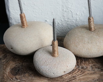 Beige Rock Wall Hook - 1 Pc - Japandi Home - Decoratieve handdoekhouder - Wandmontage kleerhanger