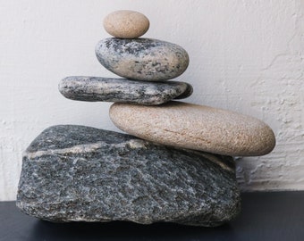 Balance Meditation Rocks - Japandi Art Cairn - Große Zen Garten Steine - Stressabbau Geschenk für Ihn