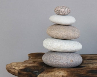 Zen Garden Balance Stones  - Stacking Pebbles - Sea Stone Cairn - Stress Relief Gift