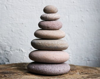 Japandi Art Cairn - Zen Garden Stones  - Stacking Sea Stones - Desk Decor Home Gifts