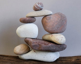 Kit de jardín Zen - Escultura abstracta de arte japonés - Piedras de equilibrio Zen - Caja de regalo para aliviar el estrés