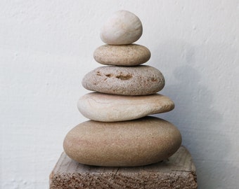 Japandi Art Cairn - Zen Garden Stones  - Stacking Sea Stones - Desk Decor Aesthetic Minimalist