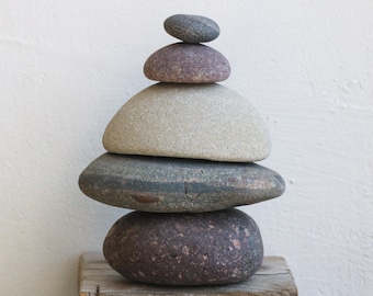 Japandi Art Cairn - Zen Garden Stones - Desk Decor Aesthetic Minimalist - Stacking Pebble Sculpture