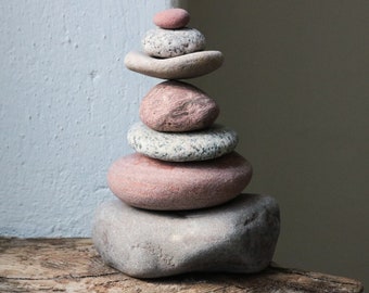 Japandi Art Cairn - Stress Relief Gift - Zen Garden Stones - Balance Meditation Rocks - Self Care Set