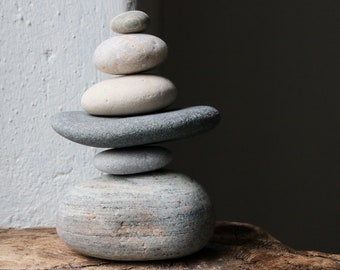 Japandi Art Cairn - Zen Garden Stones - Stacking Pebble Sculpture - Meditation Altar