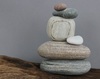 Self Care Meditation Kit - Japandi Art Cairn - Zen Garden Stones - Balance Rock Sculpture