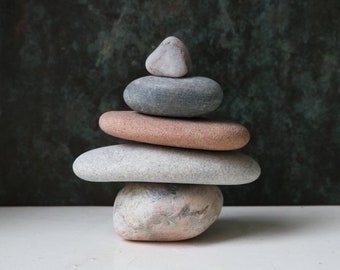 Small Zen Garden Stones - Japandi Art Cairn - Desk Decor Aesthetic Minimalist - Stacking Pebbles