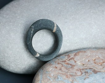 Pebble Ring - Handmade Solid Stone Ring - Minimalist Statement Jewelry