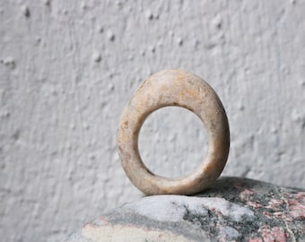 Pebble Ring - Handmade Solid Stone Nature Ring - Minimalist Japandi Jewelry