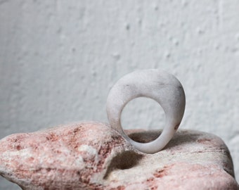 Quarz Kieselstein Statement Ring - Solid Stone Chunky Dome Ring - Natur Meer Schmuck