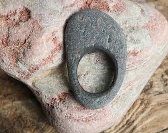 Sea Stone Dome Ring - Brutalist Statement Jewelry - Handmade Solid Stone Nature Ring
