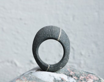 Pebble Ring - Handmade Solid Stone Chunky Ring - Minimalist Statement Jewelry