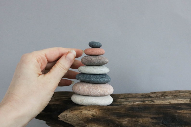 Zen Balance Pebbles Small Beach Stone Cairn Mindfulness Gift Stacking Stones image 2